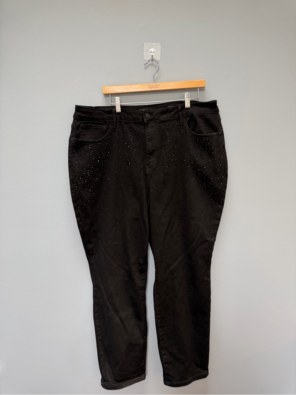 Judy Blue Black Slim Straight Jeggings with Rhinestone Accent